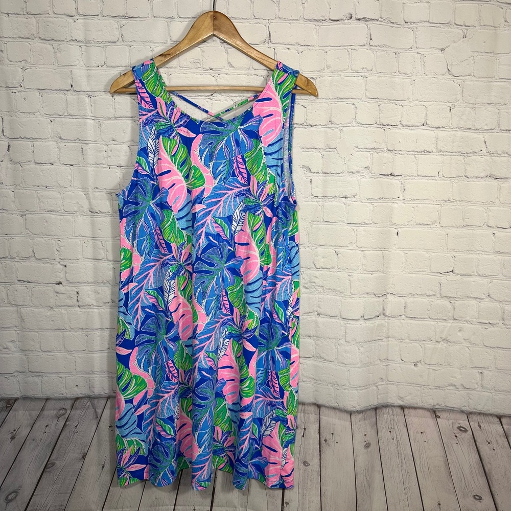 Lilly Pulitzer Kristen Dress in Blue, Pink & Green Tropical Print